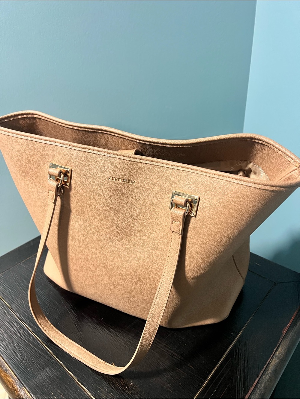 Anne Klein Blush Beige Tote with Gold Hardware